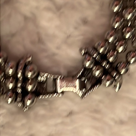 Vintage Goldette Squash Blossom Necklace Silver Tone Faux Turquoise Like New - Picture 7 of 7